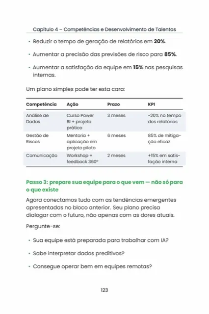 Página interna do livro mostrando um capítulo sobre competências